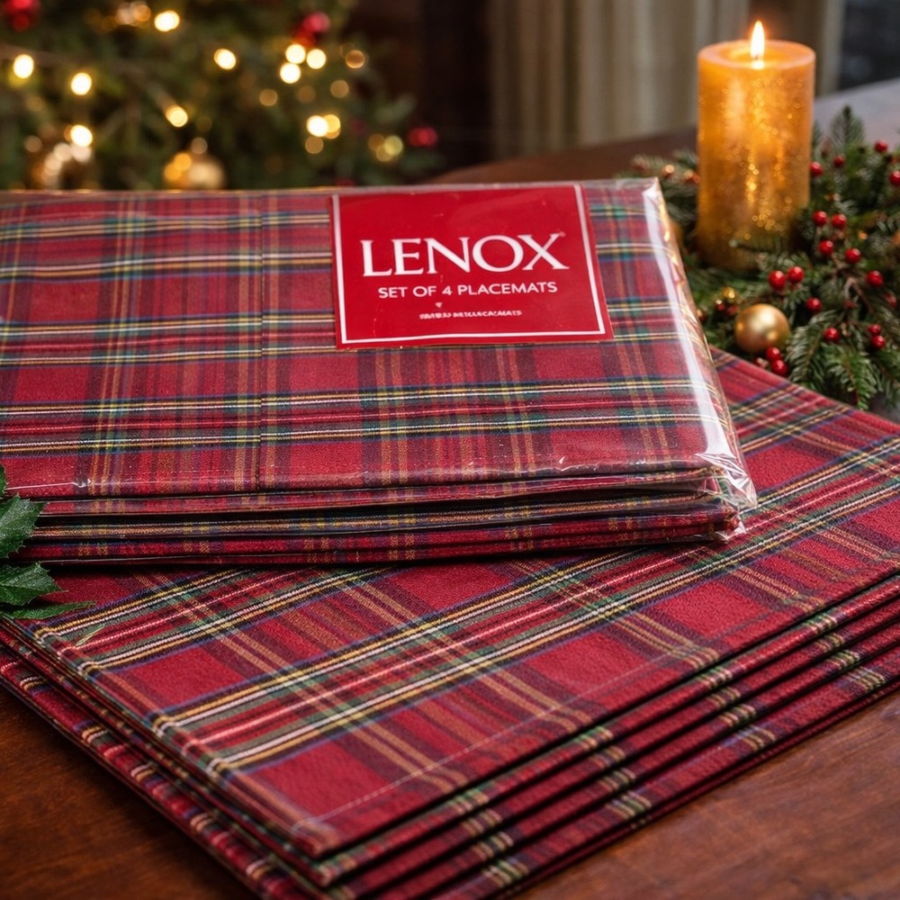 Lenox Holiday Nouveau Plaid Christmas Placemats Set of 12 (4 New + 8 Used)